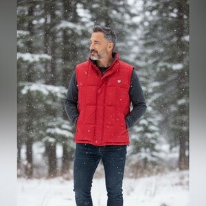 Postcard Men’s Vest Jacket Size Large Red